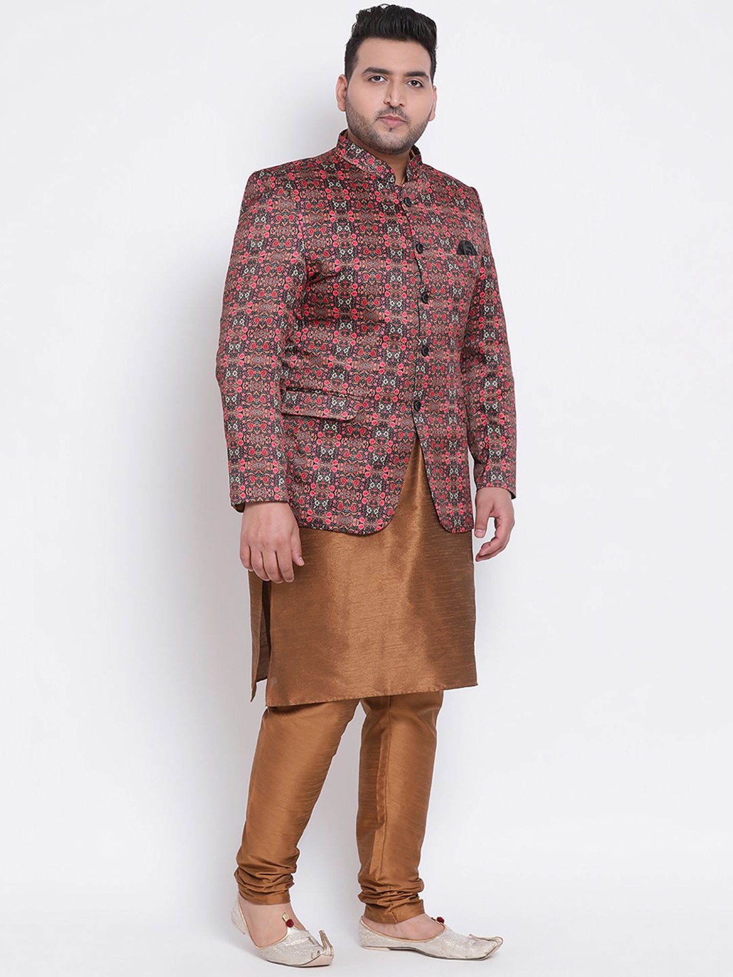 Hangup Brown Regular Fit Kurta Bottom & Jacket Set