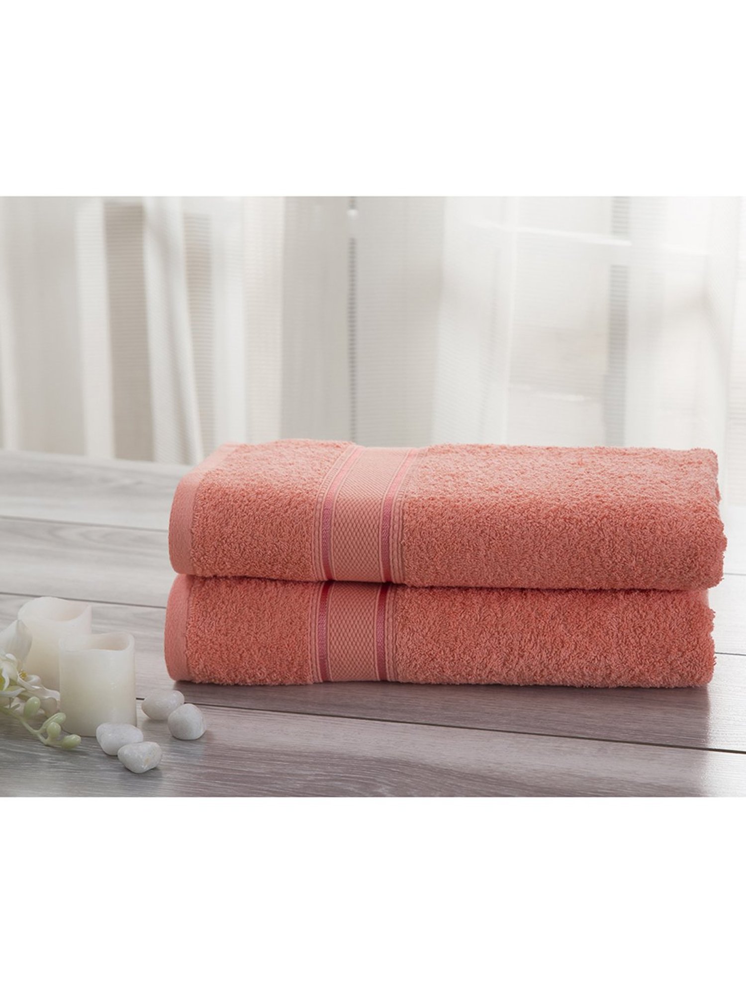 Inhouse Eddie Orange Solid 450GSM Cotton Medium Towel Set by maspar