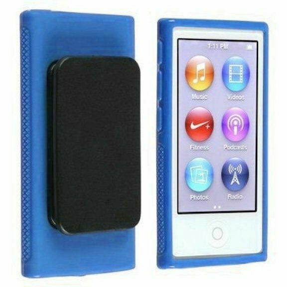 Blue TPU Rubber Case Cover with Belt Clip for Apple iPod Nano 7th Gen 7 7G NEW