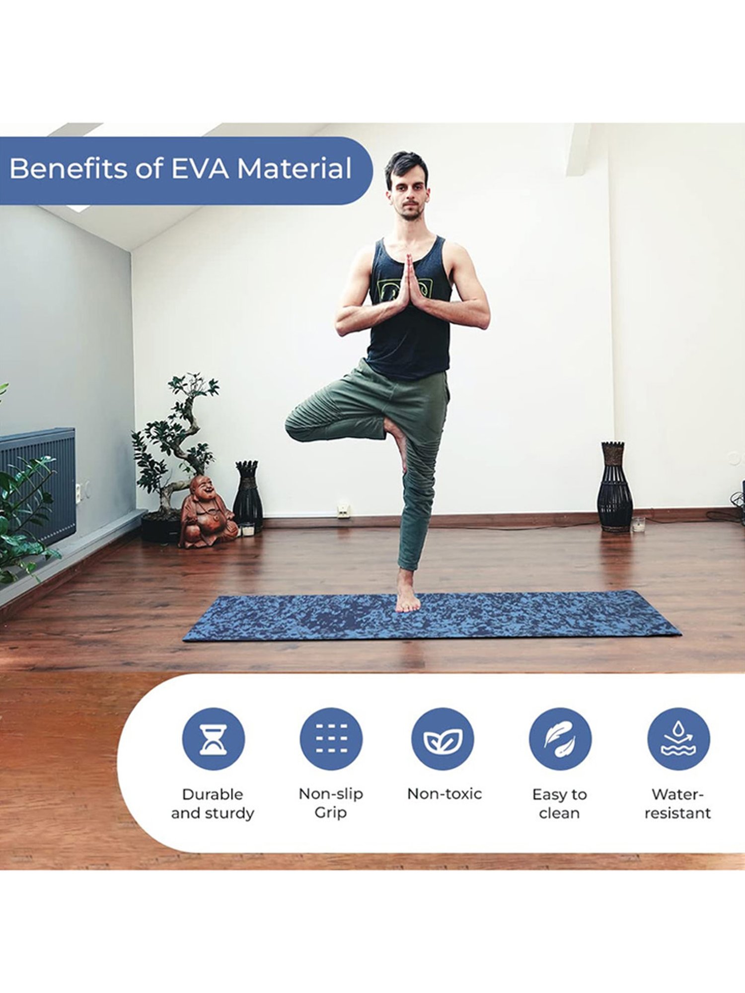 Yogarise Anti-Skid Yoga Mat (Blue) Size - 4mm