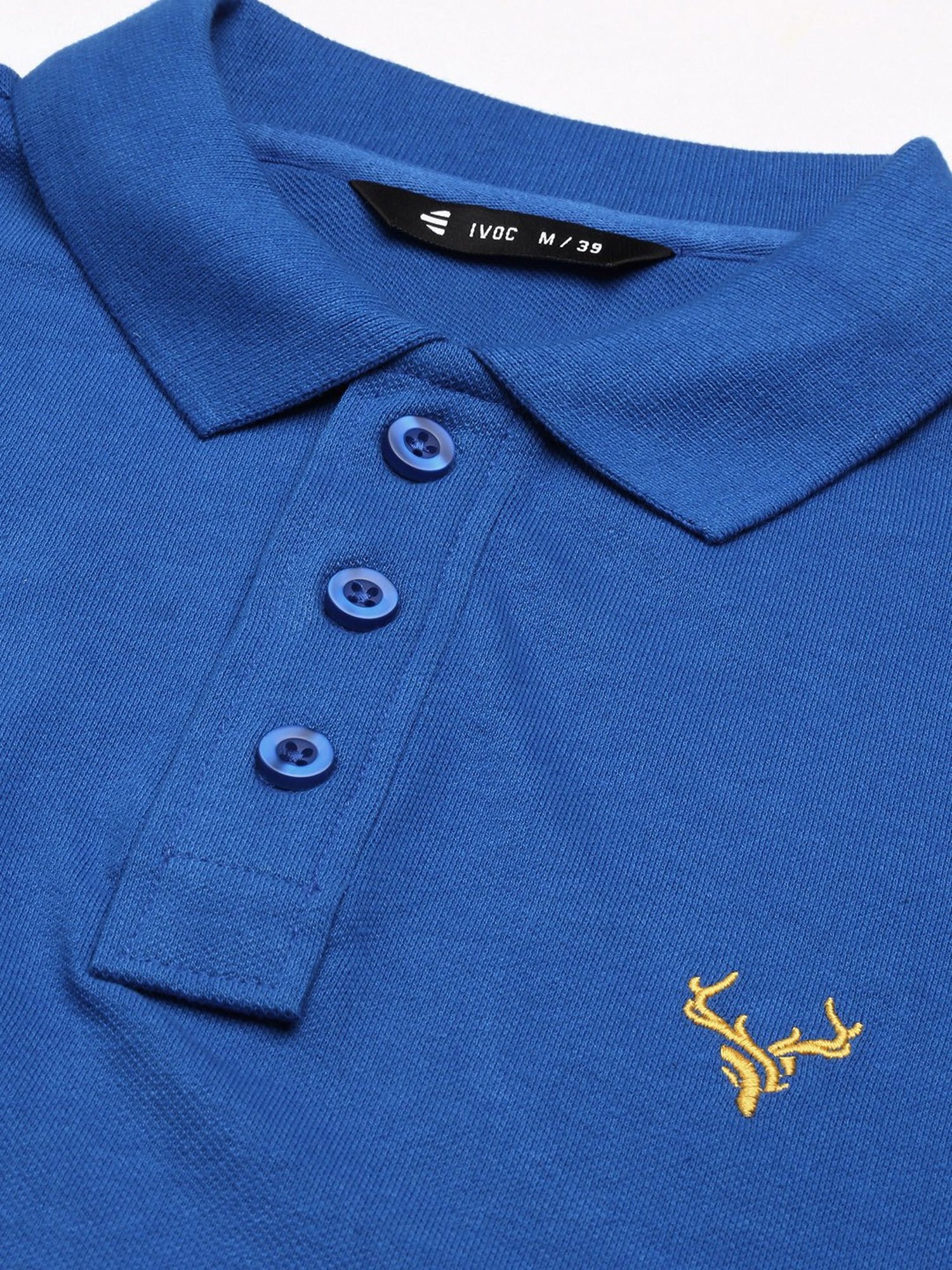 IVOC Blue Regular Fit Cotton Polo T-Shirt