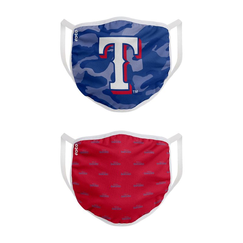 MLB Texas Rangers Youth Clutch Printed Face Covering - 2pk