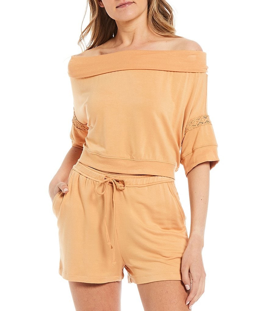 Coco + Jaimeson Coordinating Off-The-Shoulder French Terry Top