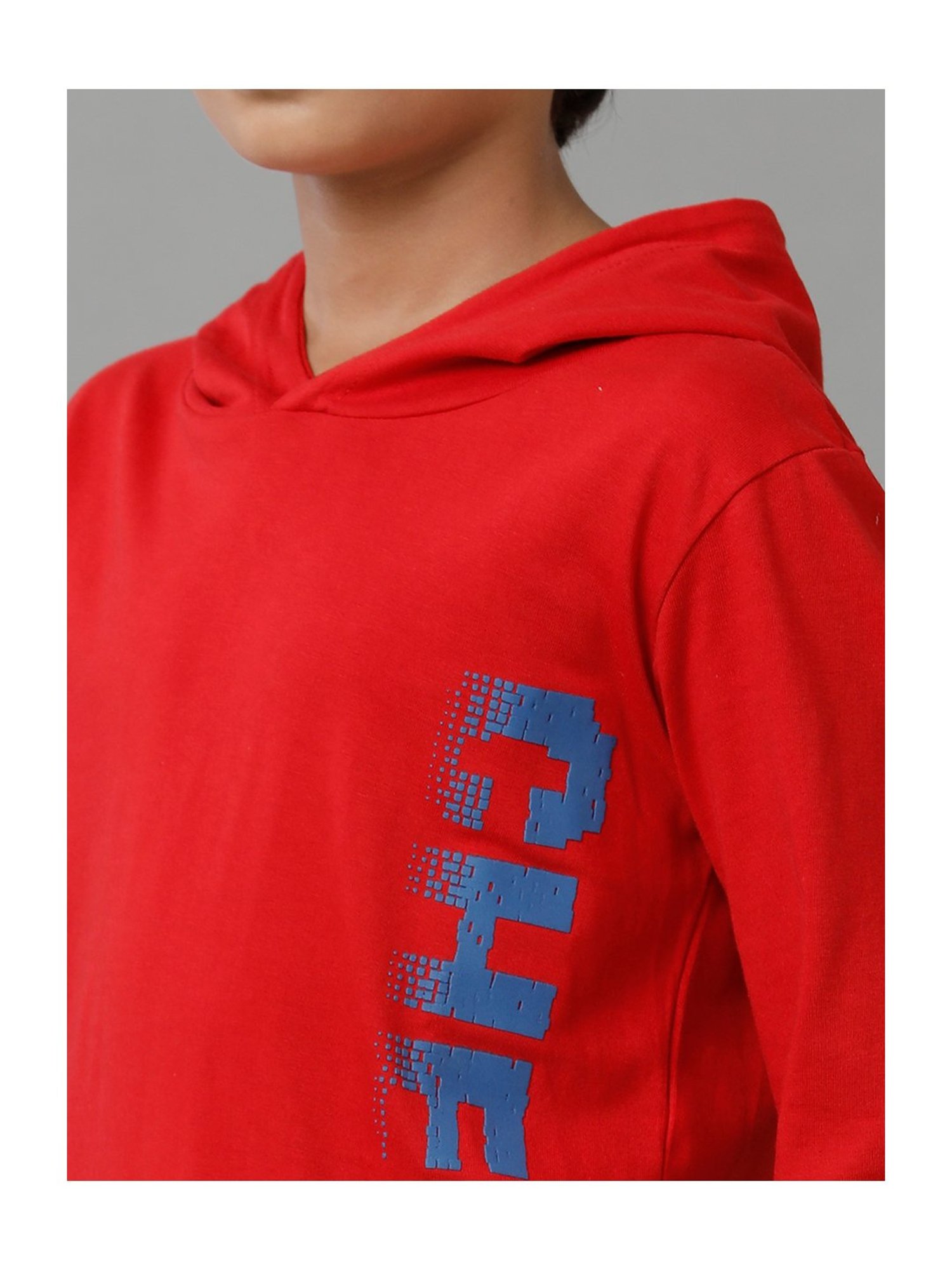 Under Fourteen Only Kids Red Solid Full Sleeves T-Shirt