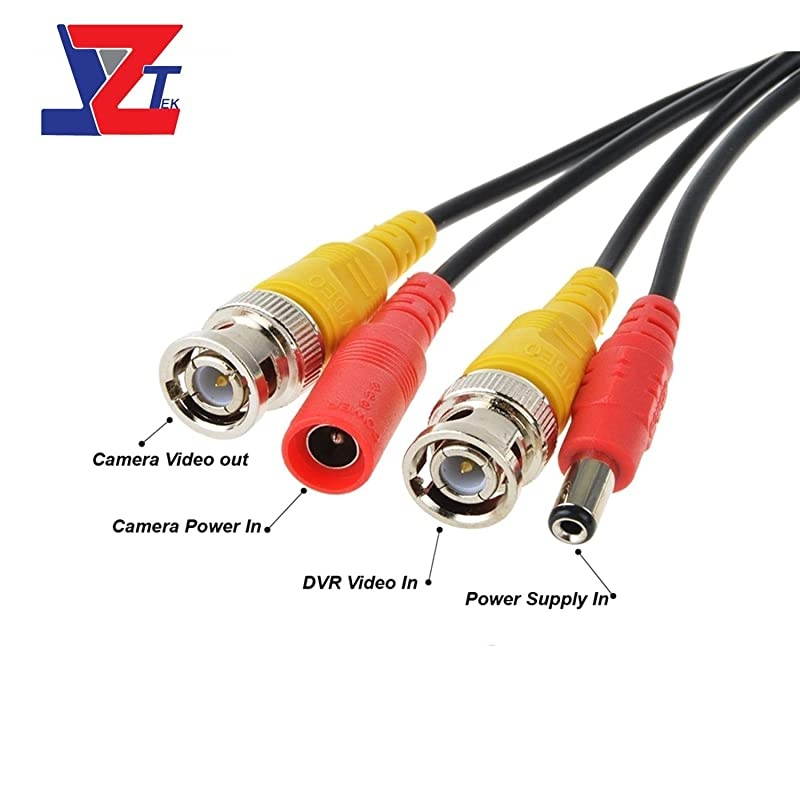 4 Pack 60ft BNC Video Exension Power Cable Cord PreMade AllinOne Coaxial Cable with 8pcs BNC to RCA Connectors for DVR Video Camera Security System WireBlack