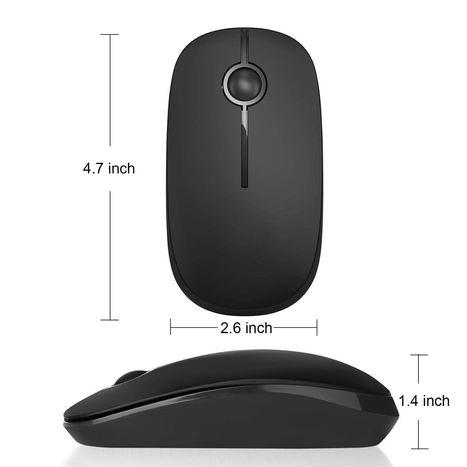 Jelly Comb 2.4G Slim Wireless Mouse with Nano Receiver, Less Noise, Portable Mobile Optical Mice for Notebook, PC, Laptop, Computer, Macbook - Black