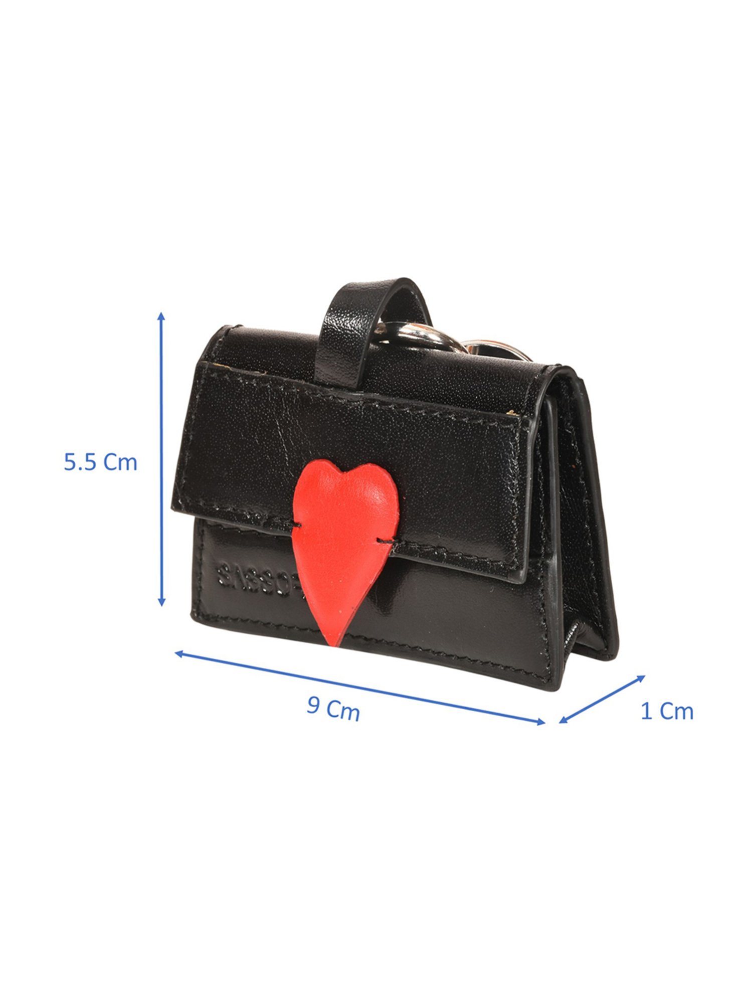 SASSORA Aria Black & Red Leather Small Key Case