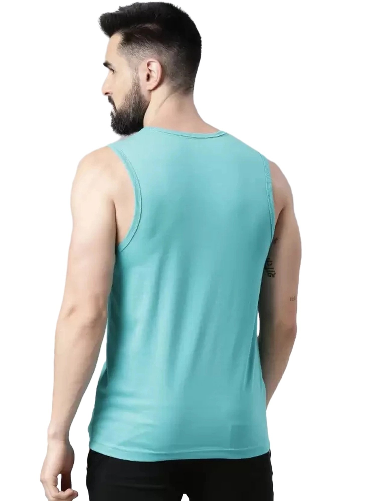 Force NXT Green & Princess Blue Cotton Regular Fit Printed Vest - Pack Of 2