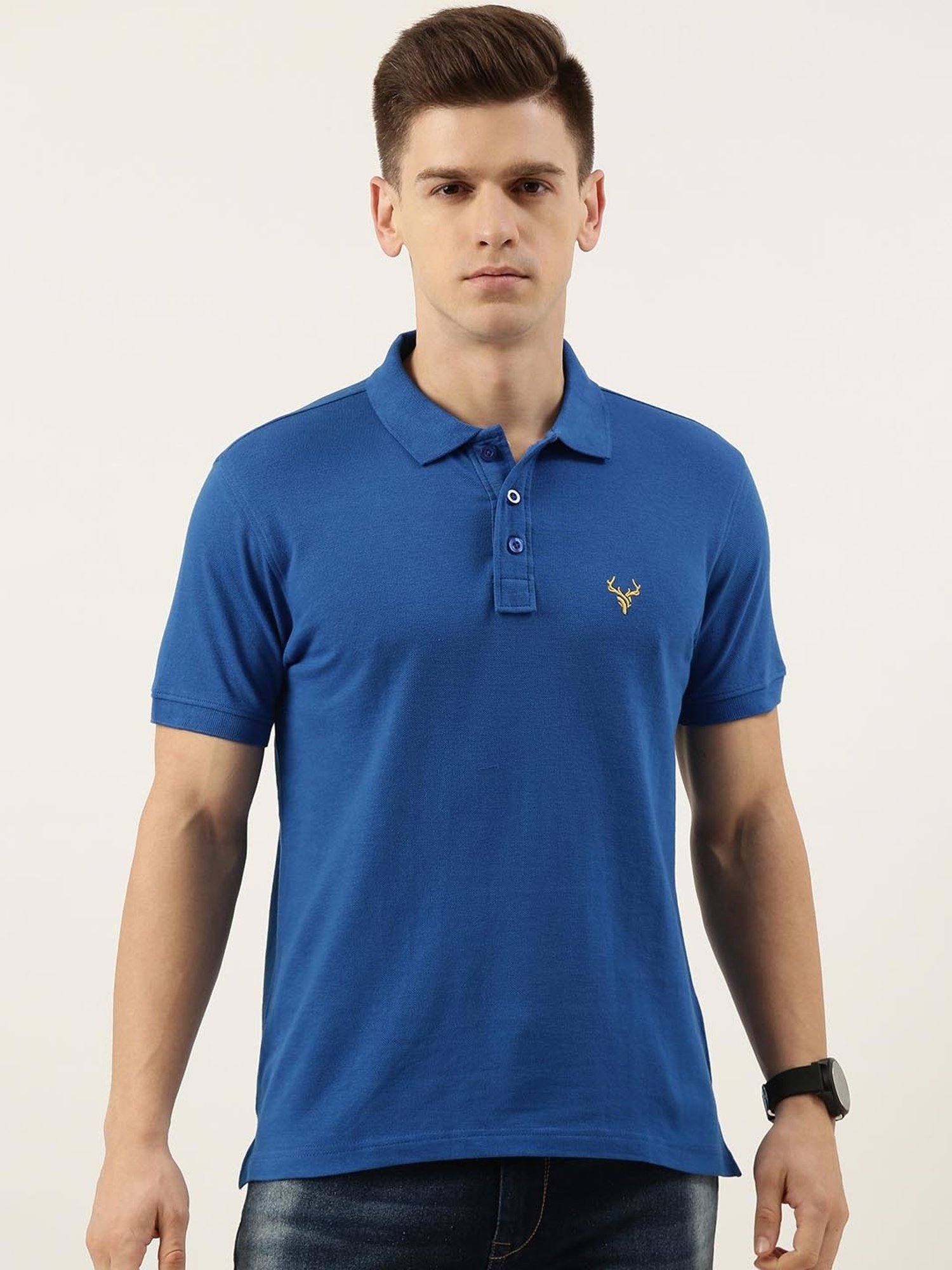 IVOC Blue Regular Fit Cotton Polo T-Shirt