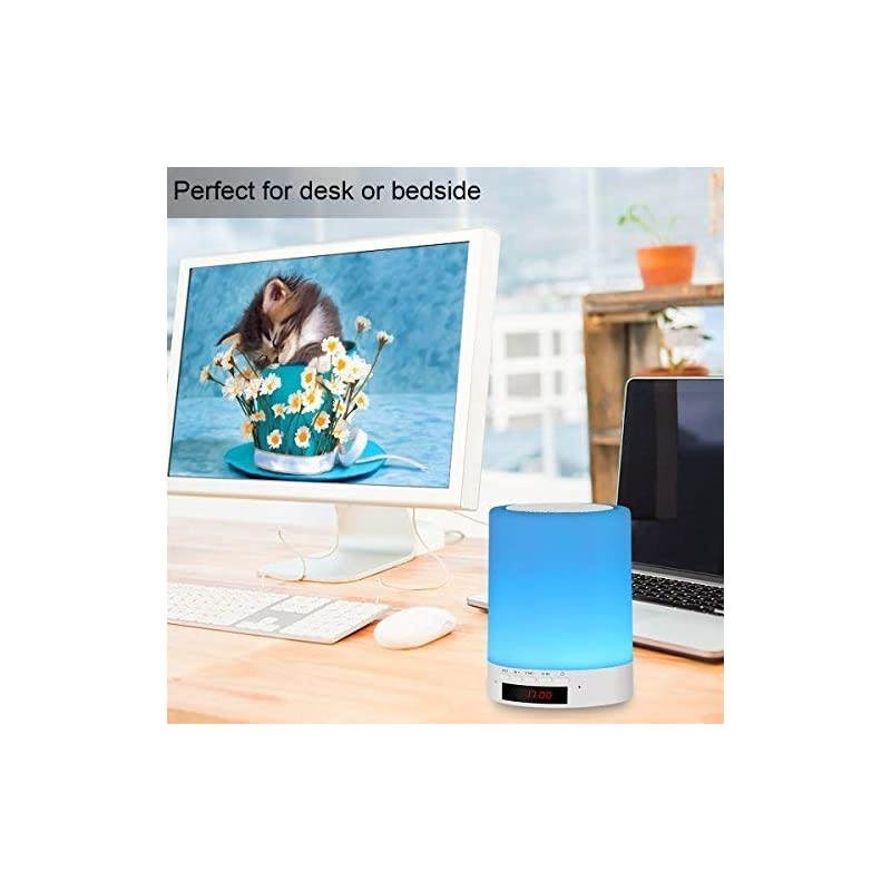 Night Light Bluetooth Speaker  Portable Wireless Bluetooth Speaker with 7 Color LED Light Warm Night Light and Alarm