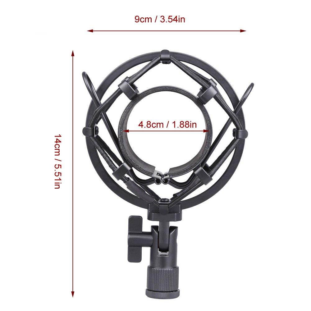 Koolertron Universal 50MM Microphone Shock Mount For 48MM-54mm Diameter Condenser Mic (Black)