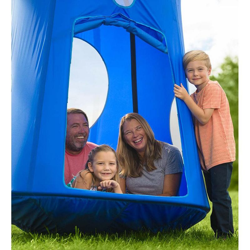 HearthSong Extra Large Nylon Family HugglePod HangOut Hanging Tent with Quilted Floor Mat and LED Lights