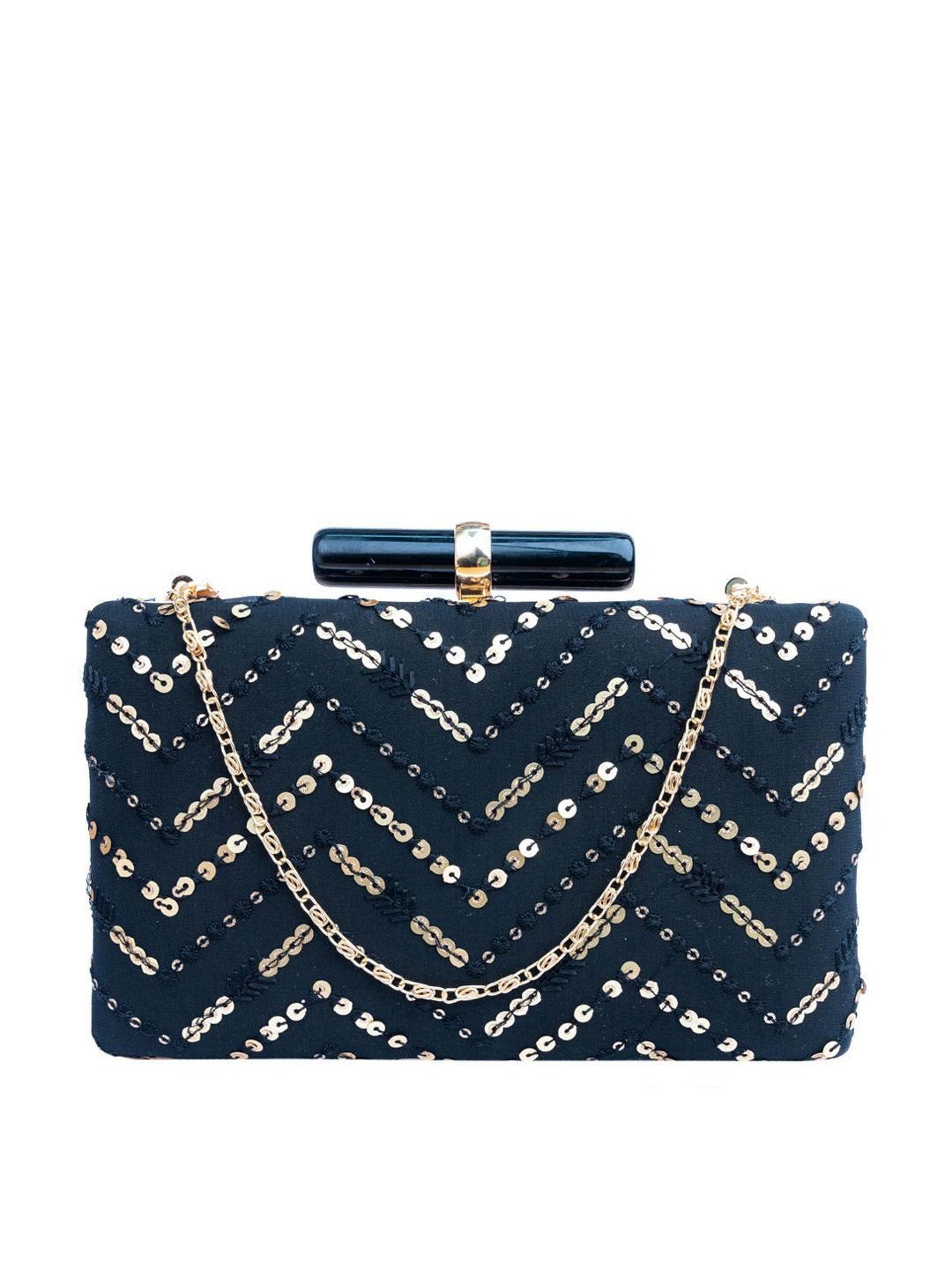 NR by Nidhi Rathi Black Fabric Clutch