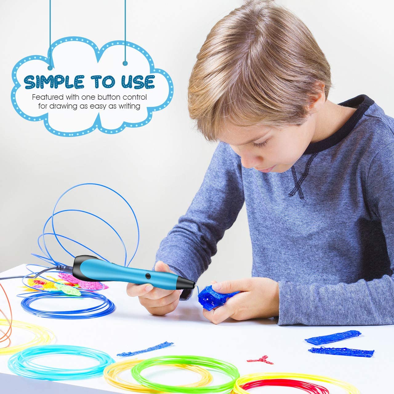 Girls Toys Age 8 9 10 11 12 Year Old Girl Gifts,3D Printing Pen 3D Pen Filament for Kids Adults Arts and Crafts for Kids Age 8 Gifts for 8 9 10 11 12 Year Olds Easter Gifts for Children Blue