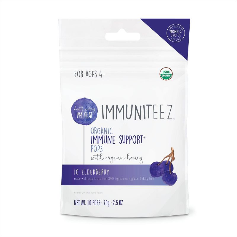 Lolleez Immuniteez Organic Immune Support Pops for Kids - Elderberry - 10ct