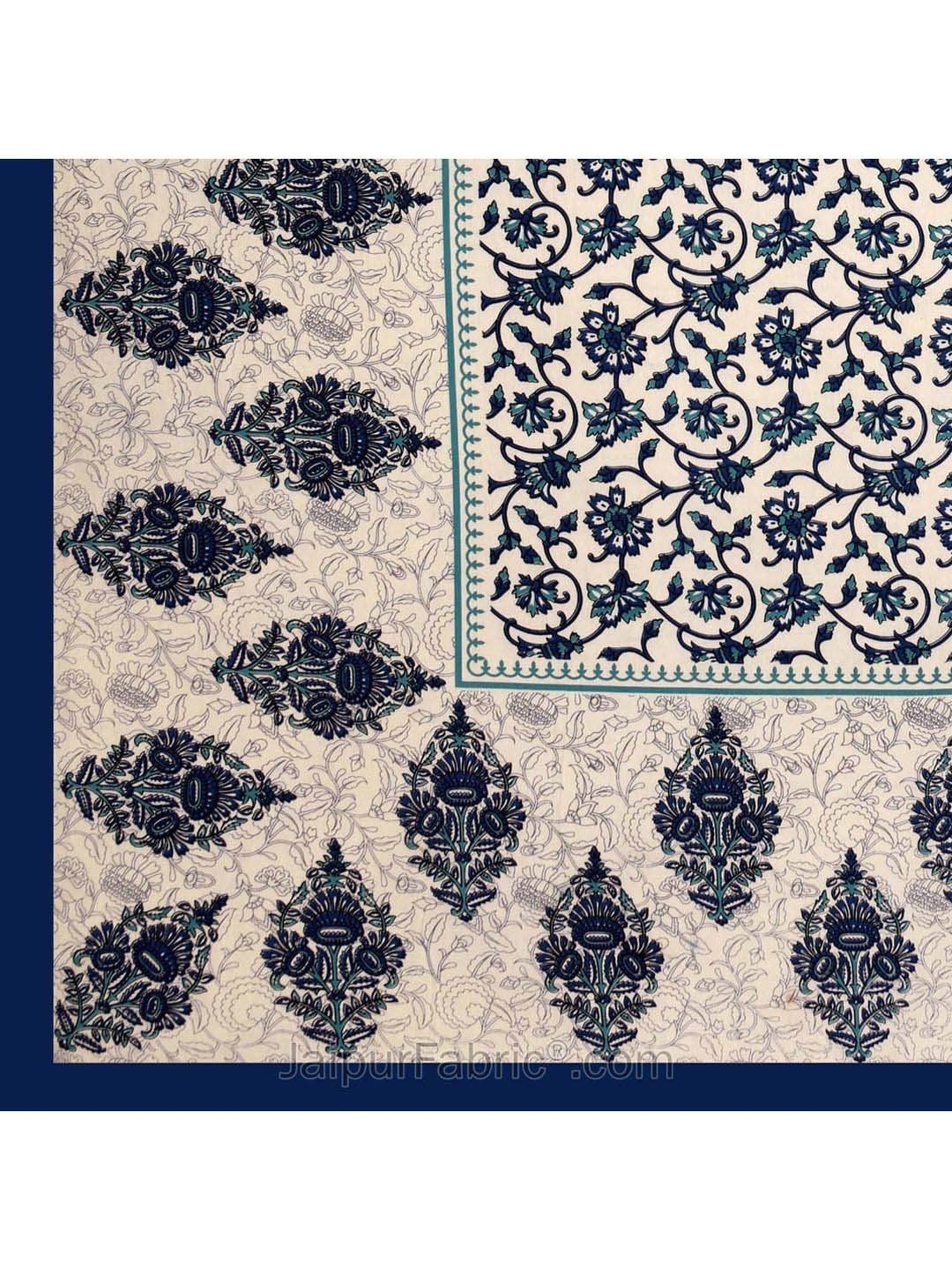 JaipurFabric Blue 100% Pure Cotton 150 TC Double Bedsheet with 2 Pillow Covers