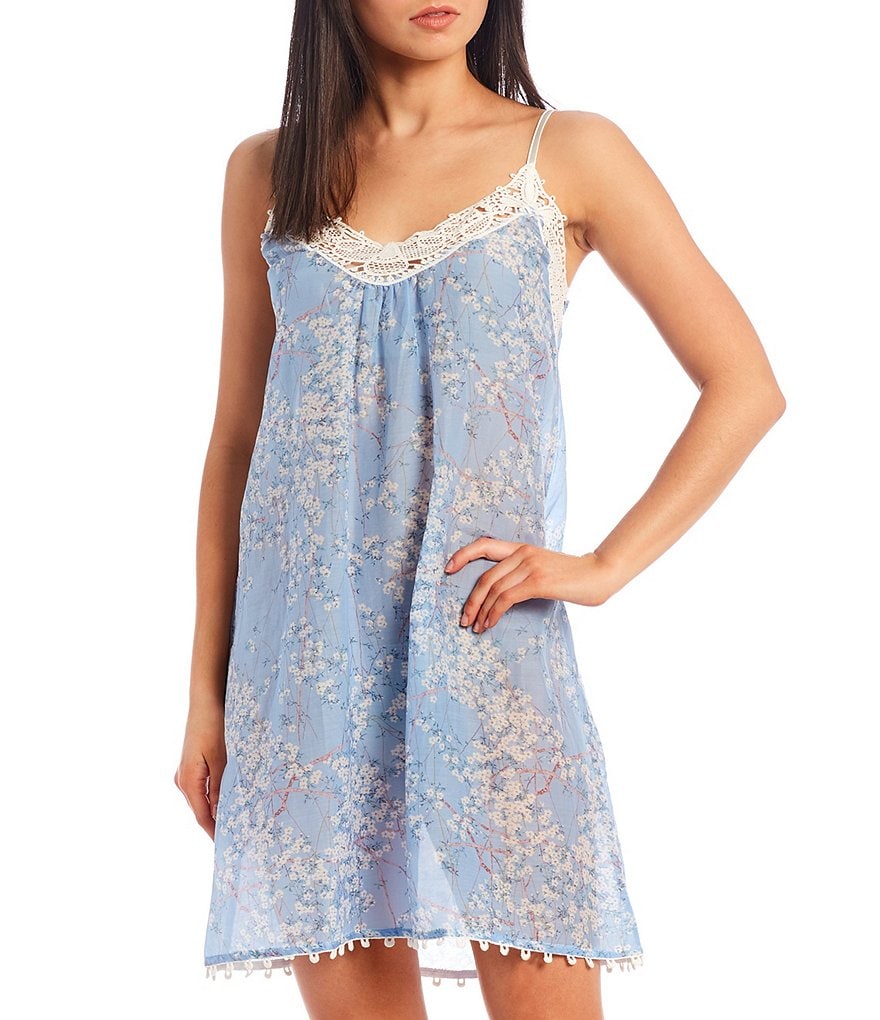 Papinelle Cherry Blossom Woven Blend Sleeveless Nightgown