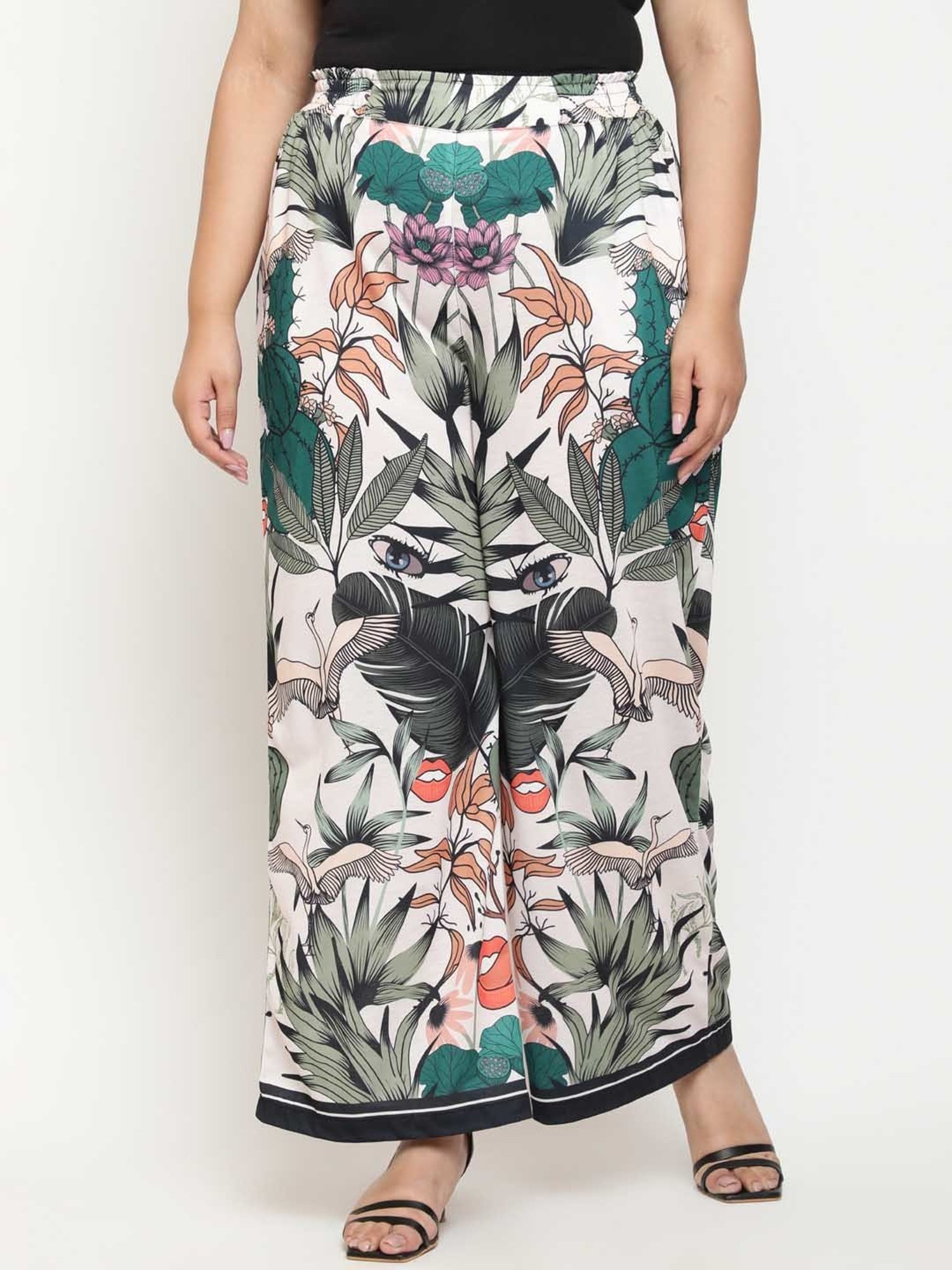 Amydus Multicolour Printed Flared Fit High Rise Pants