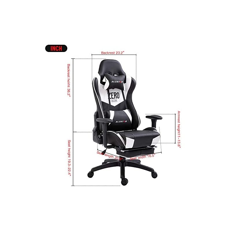Gaming Chair Racing Office Chair High Back Computer Desk Chair PU Leather Chair Ergonomic and Executive Swivel Chair with Footrest Headrest and Lumbar Massage Support (AL-6019-PINK)
