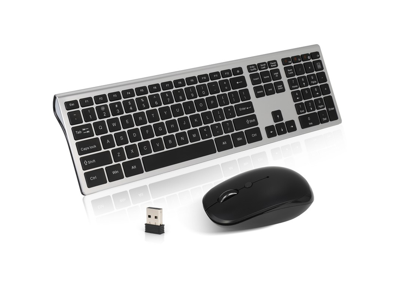 Ochine Wireless Keyboard And Mouse Combo, Ultra Slim Full Size 2.4GHz Whisper Quiet Cordless Keyboard Mouse Sets, USB Unifying Receiver For PC Computer Laptop Windows Apple