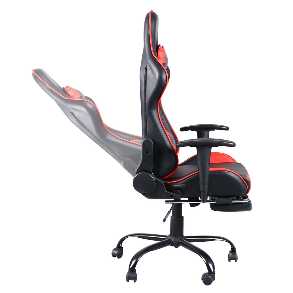Gaming Chair Office Chair, High Back Computer Chair, Swivel Office Chair, Ergonomic Adjustable Swivel Task Chair with Headrest and Lumbar Support, Gaming Chairs for Adults Teens, Black & Red, R022
