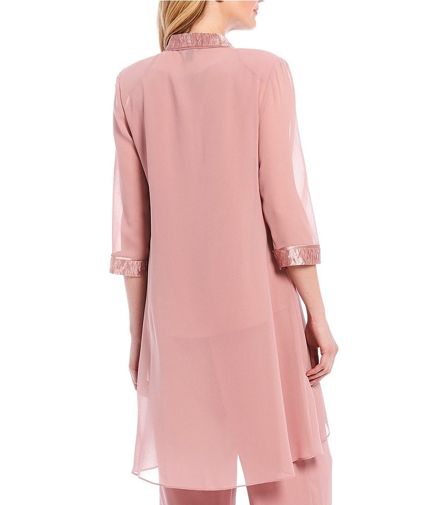 Alex Evenings Stretch Velvet Long Sleeve Ruched Beaded Accent Collar Boat Neck Blouse