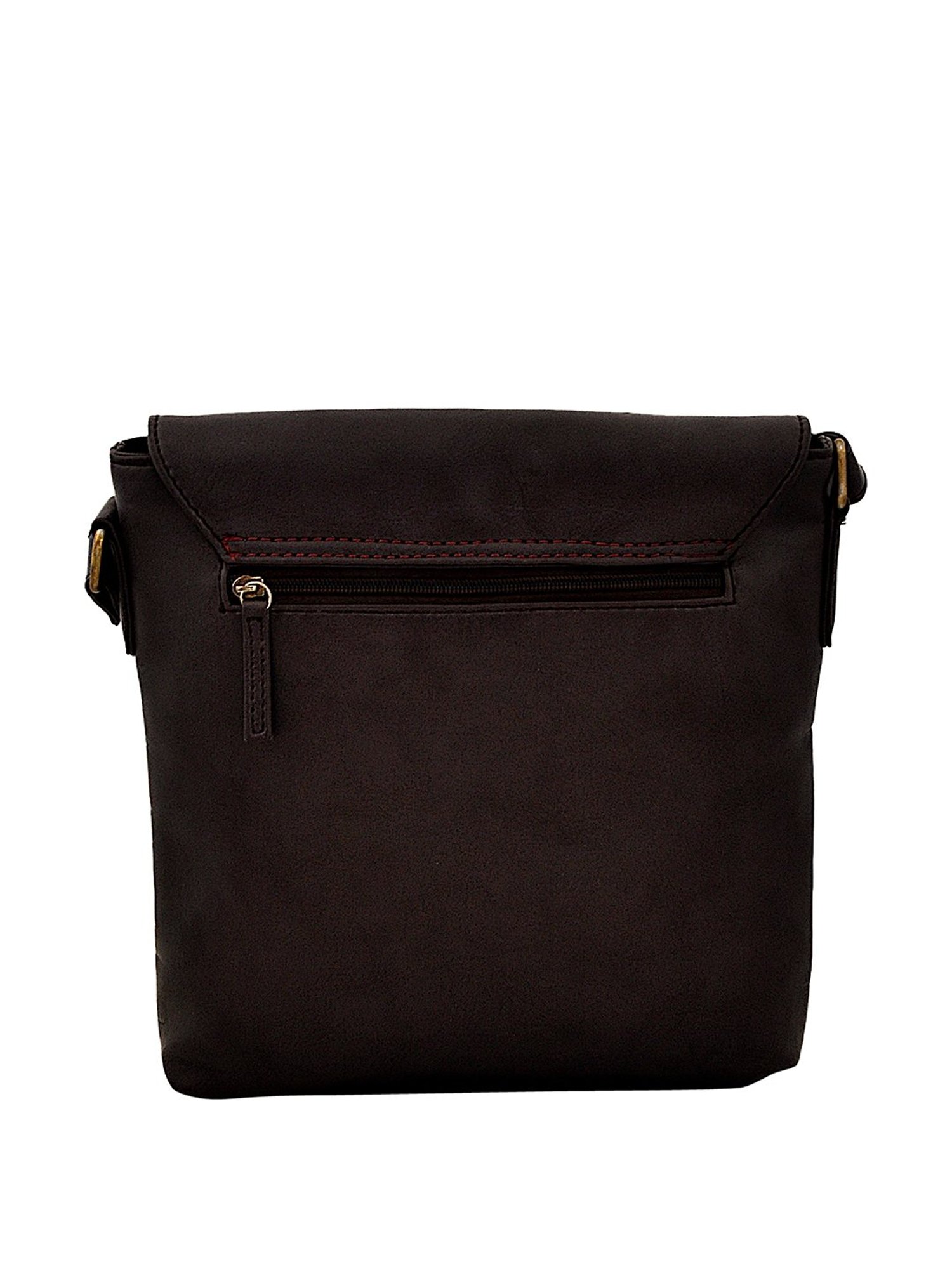 Yelloe Brown Solid Medium Cross Body Bag