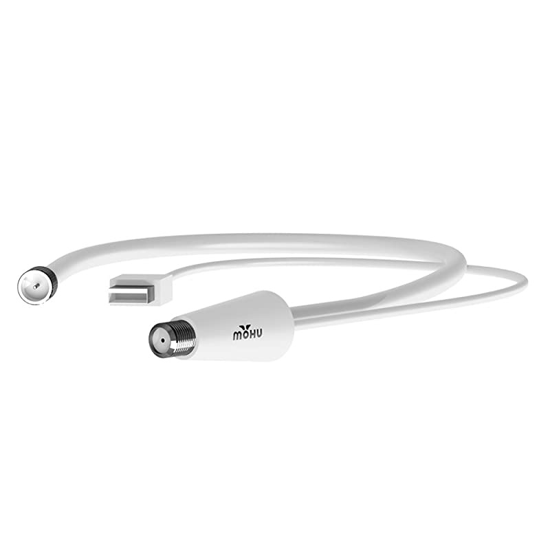 Leaf 50 Amplified Indoor TV Antenna, 60-Mile Range, UHF/VHF Multi-directional, Paper-Thin, 16 ft. Coaxial Cable, 15dB Amplifier with USB Cable, Reversibile, Paintable, 4K-Ready HDTV, MH-110584