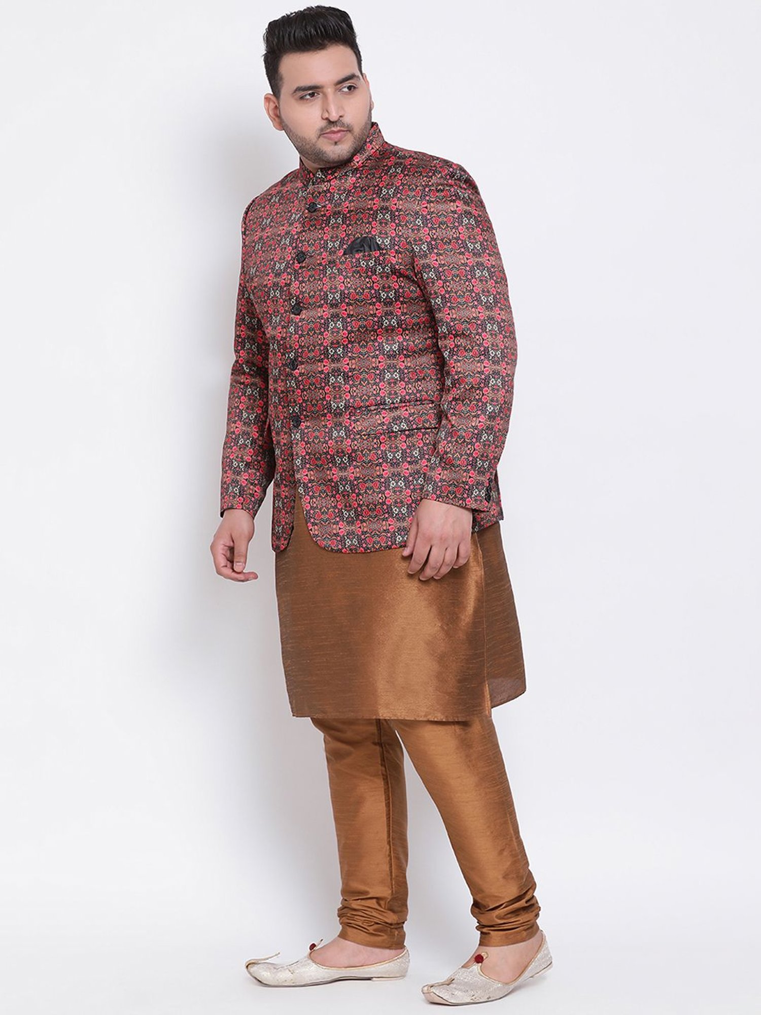 Hangup Brown Regular Fit Kurta Bottom & Jacket Set
