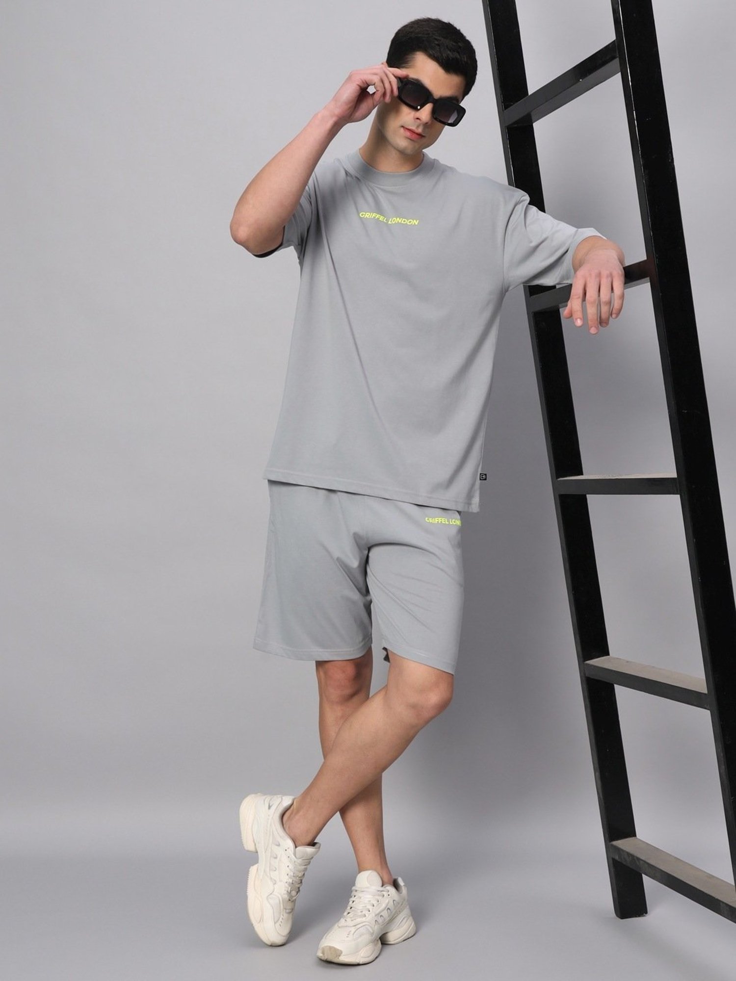 Griffel Grey Cotton Loose Fit Printed T-Shirt
