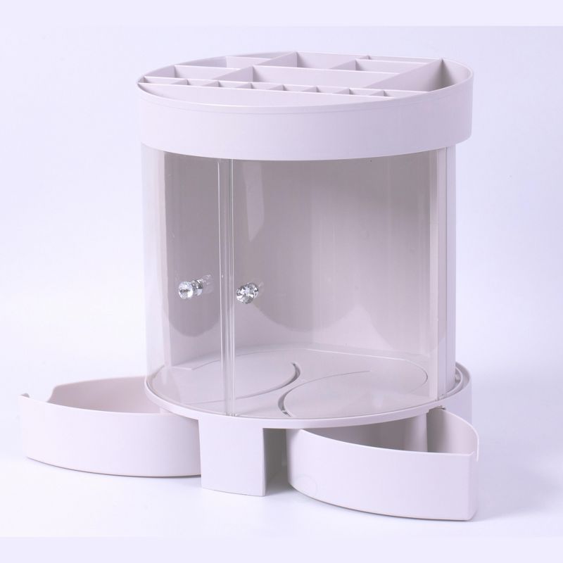 Basicwise White Plastic Makeup Organizer with Sliding Doors