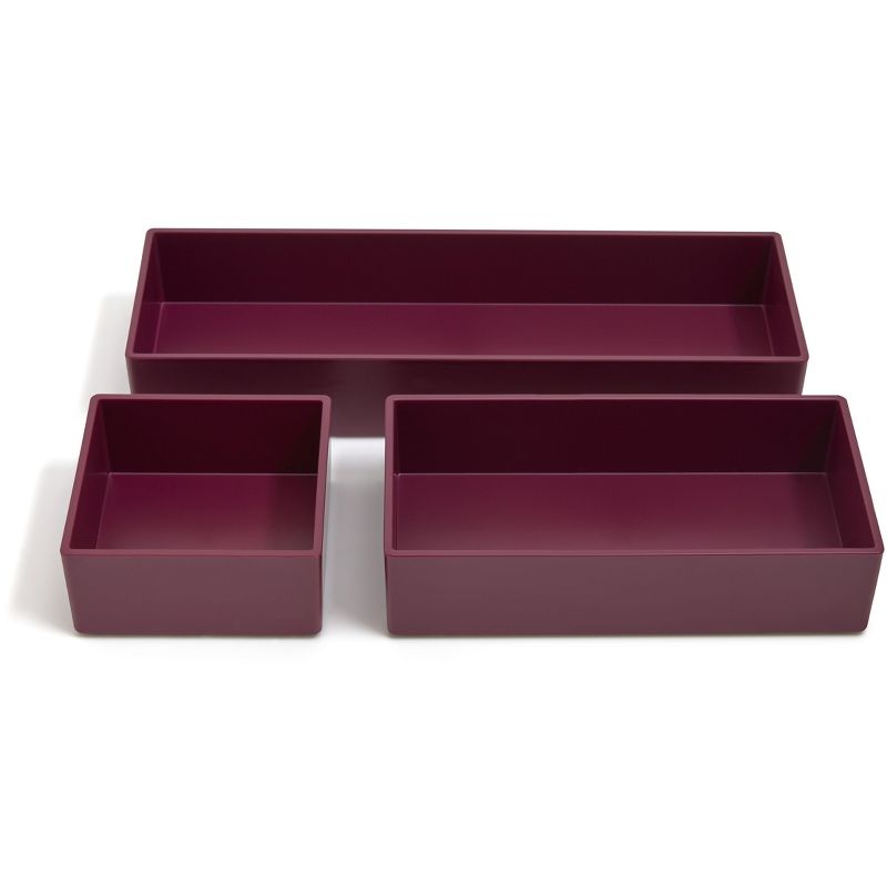 TRU RED 3 Piece Plastic Drawer Organizer, Purple TR55298 