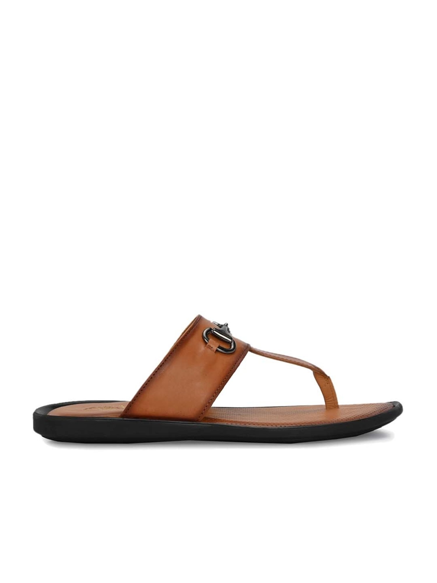 Hitz Men's Tan T-Strap Sandals