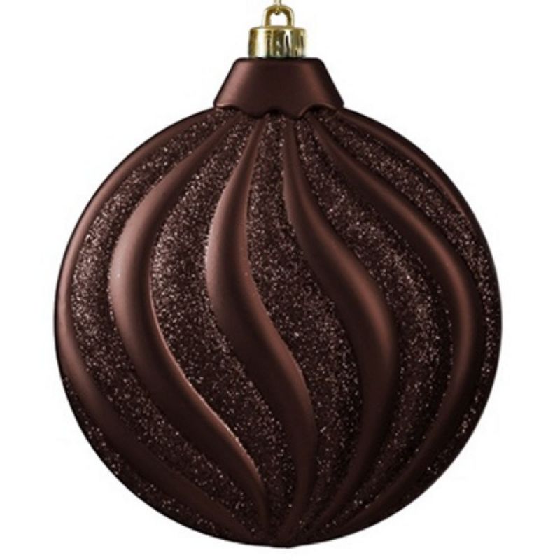 Northlight 6ct 2-Finish Swirl Shatterproof Christmas Disc Ornament Set 6.25" - Brown