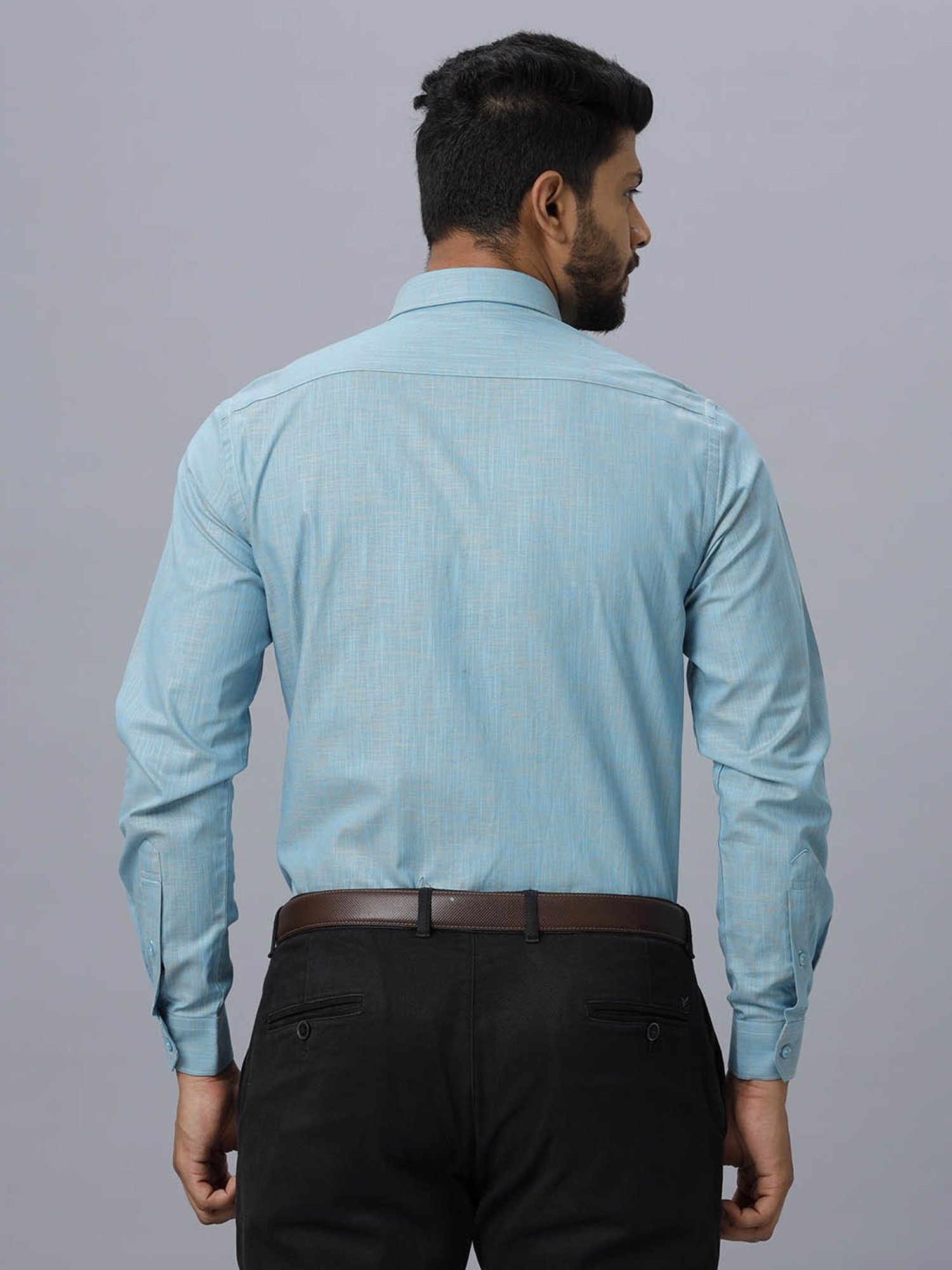 Ramraj Blue Cotton Slim Fit Shirt