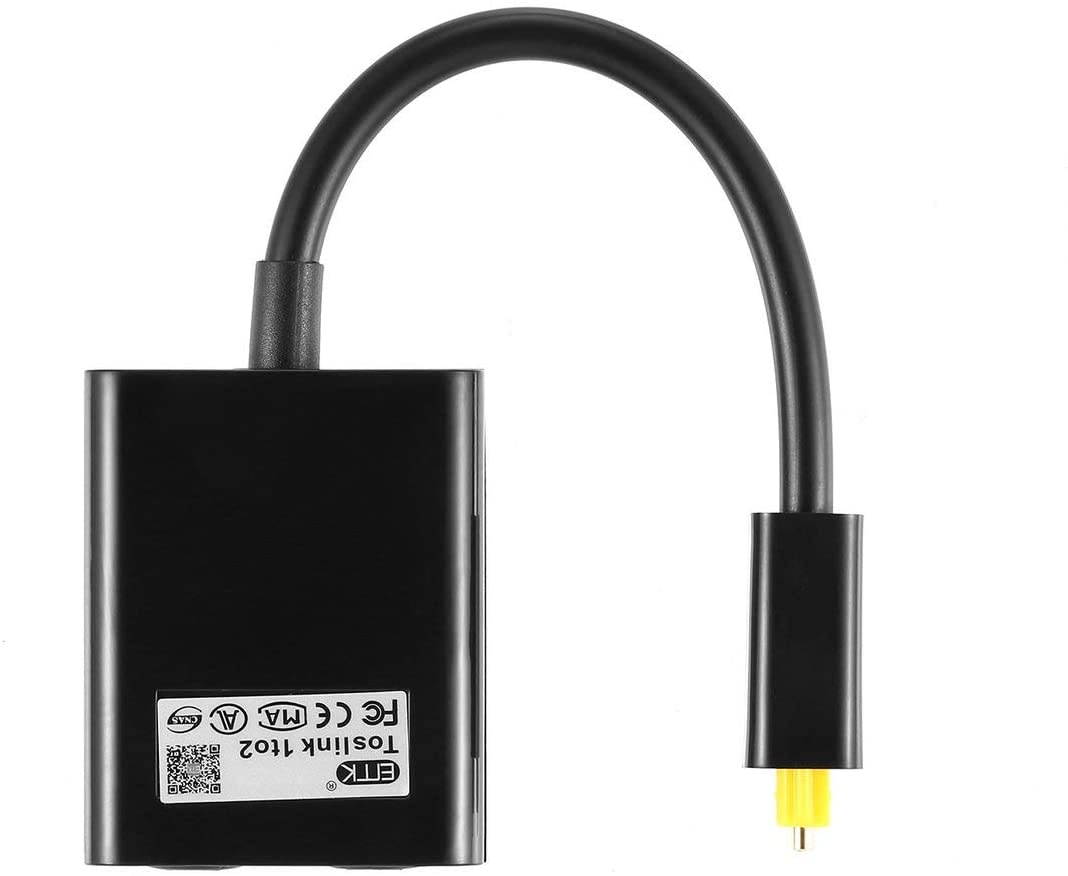 Isabelvictoria Digital toslink Optical Fiber Optic Audio Cable 1 in 2 Out Splitter Adapter Black Switcher Converter Portable