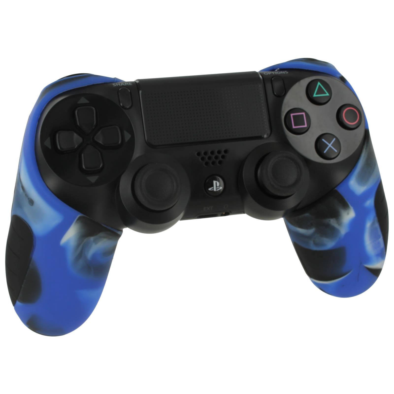 ZedLabz SG-1 silicone rubber grip cover case skin for Sony PS4 controllers - camo blue