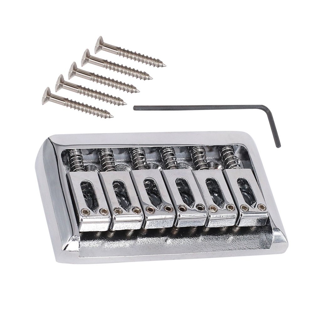 65mm Fixed Saddle Bridge Plate with Screws and Wrench for Electric Guitar Accessories Guitar Parts (Silver)
