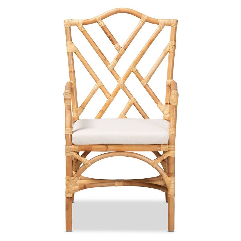 Delta Rattan Armchair Natural/White - Baxton Studio