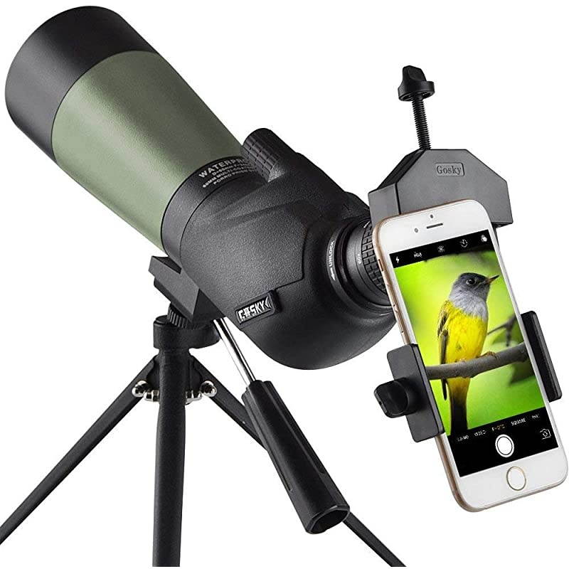 2060x60 HD Spotting Scope with Tripod Carrying Bag and Scope Phone Adapter BAK4 45 Degree Angled Eyepiece Telescope  Shooting Hunting Bird Watching Wildlife Scenery