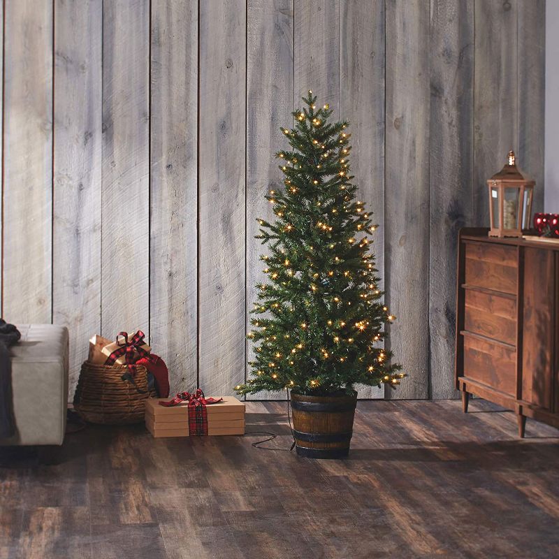 NOMA CTI1517110 5-Foot Arctic Spruce Artificial Pre-Lit Small Holiday Christmas Tree with 200 Warm White Micro Bite LED Lights, and Potted Tree Stand