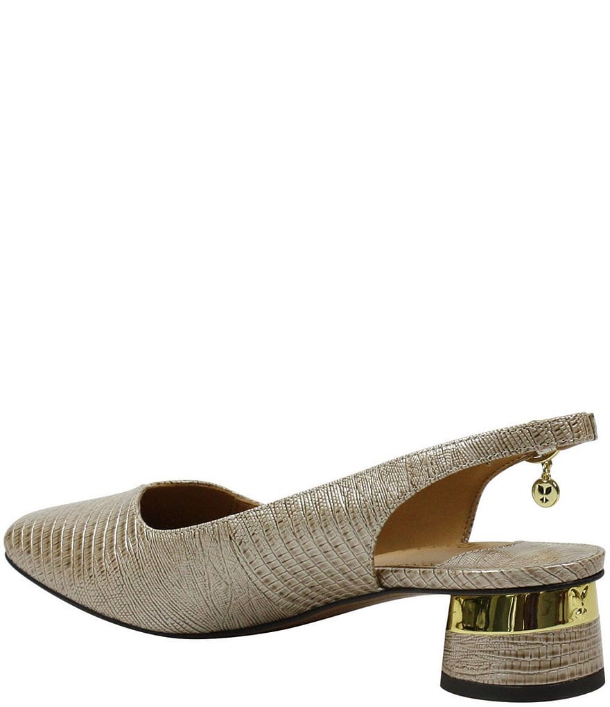 J. Renee Taveta Lizard Embossed Slingback Block Heel Pumps