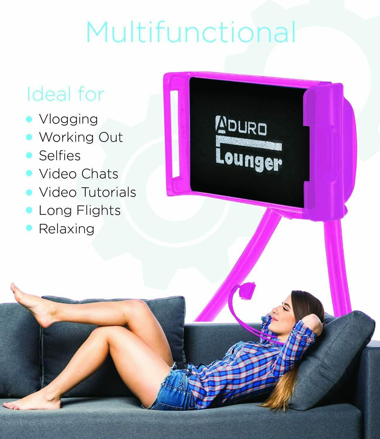 Aduro Lounger Cell Phone Mount Holder for Neck, Universal Smartphone Lazy Stand
