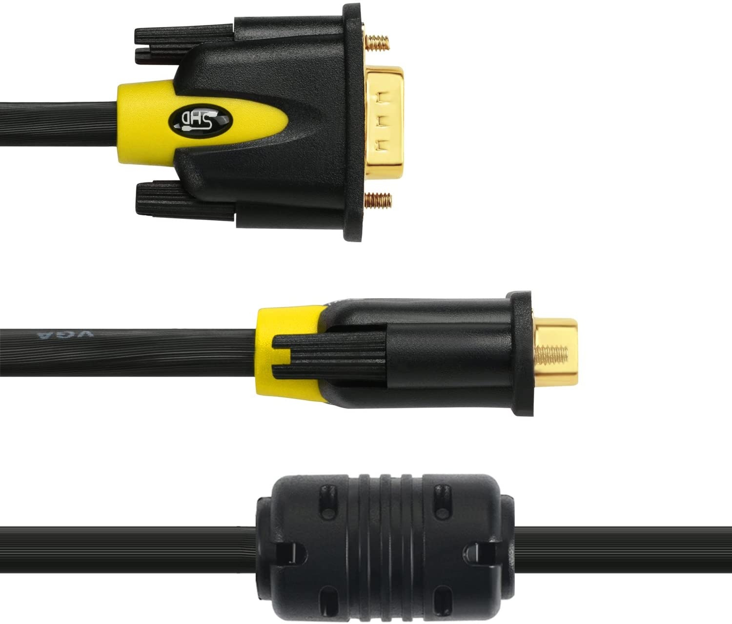 VGA Cable 3FeetSHD VGA to VGA Monitor Cable HD15 SVGA for PC Laptop TV Projector Black and Yellow Color