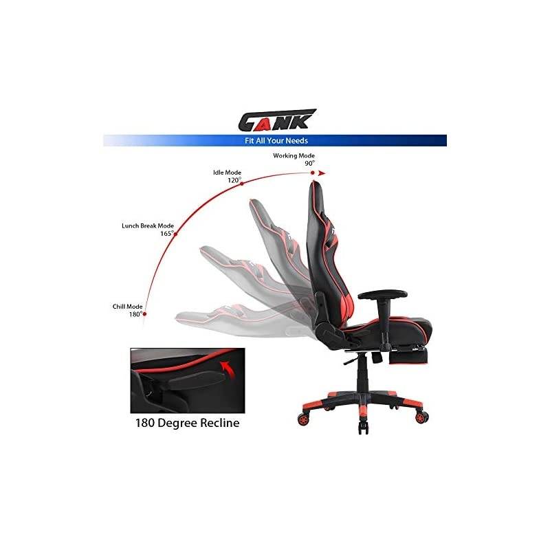 Gaming Chairs High Back Computer Chair of Professional Racing Style Comfortable Gamer Chair with Footrest and Massage Backrest and Lumbar Pillows (Red)