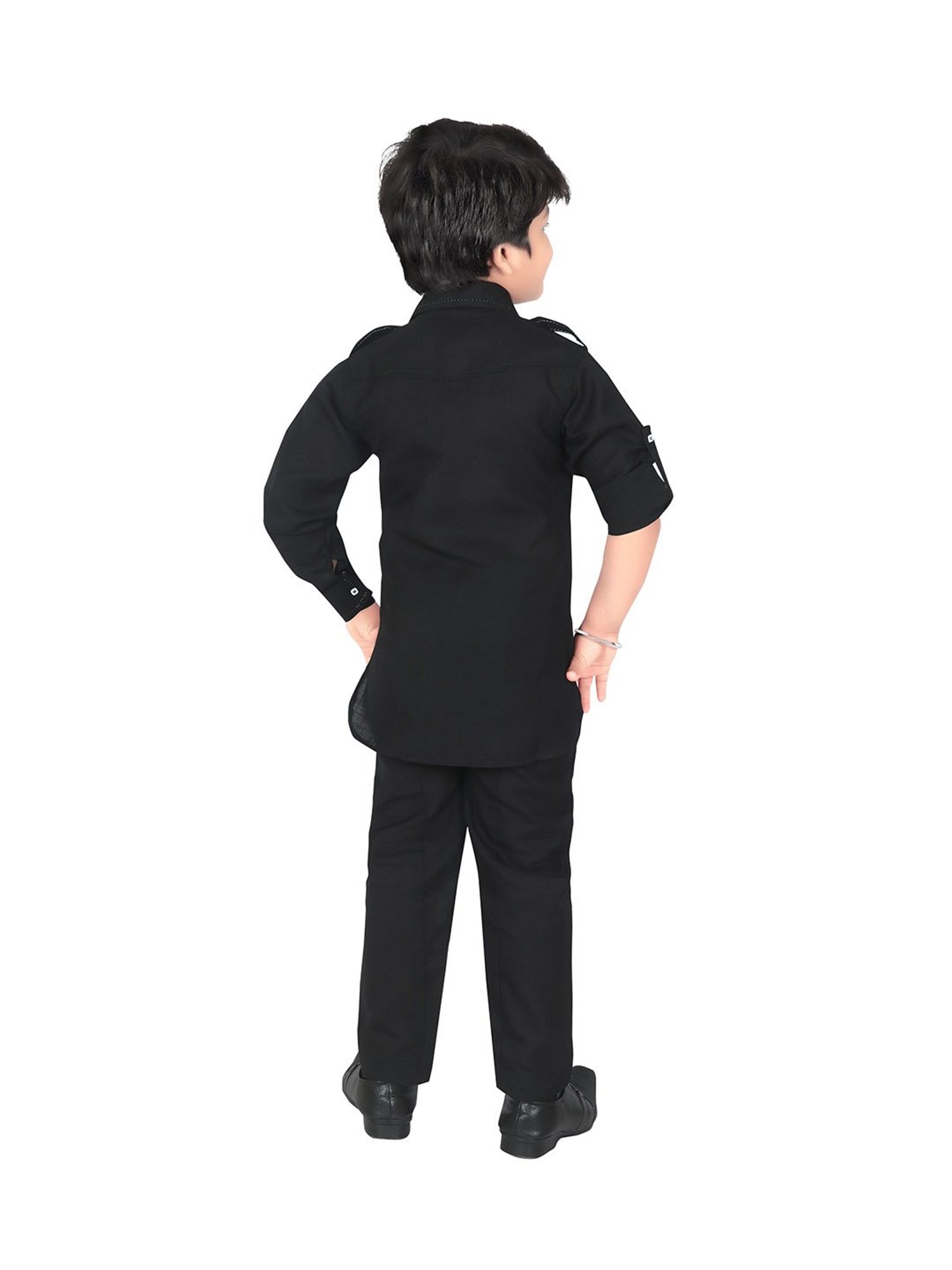 Ahhaaaa Kids Black Solid Kurta with Pajamas