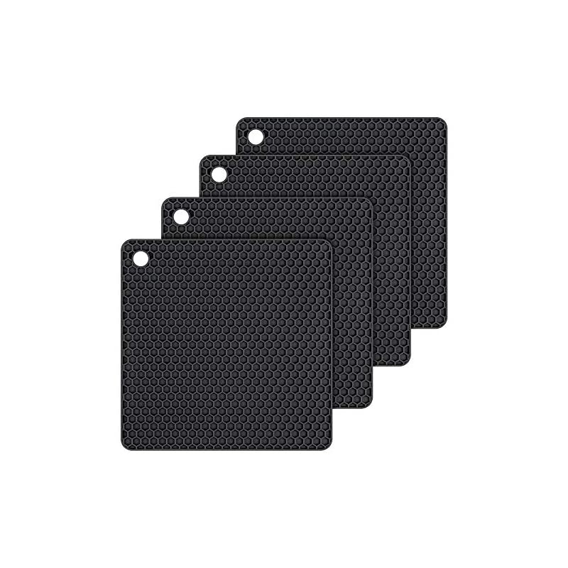 Trivet Mats Hot Potholders - Hot Pads Durable Non Slip Coasters Heat Resistant Mats (Black)