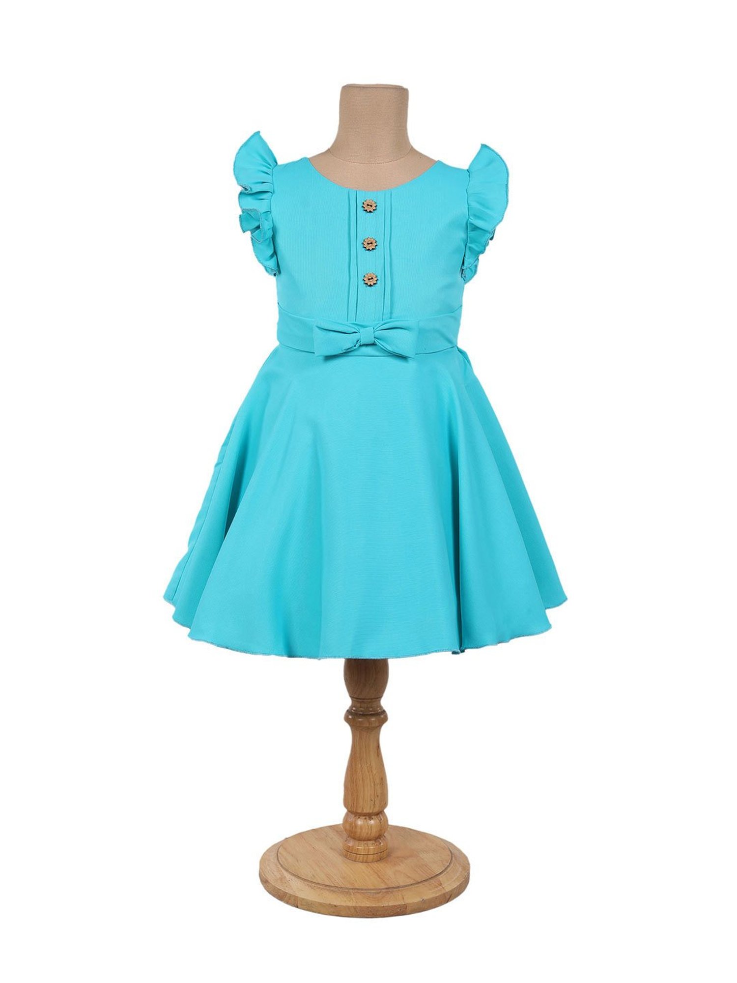 The Magic Wand Kids Sea Blue Solid Dress