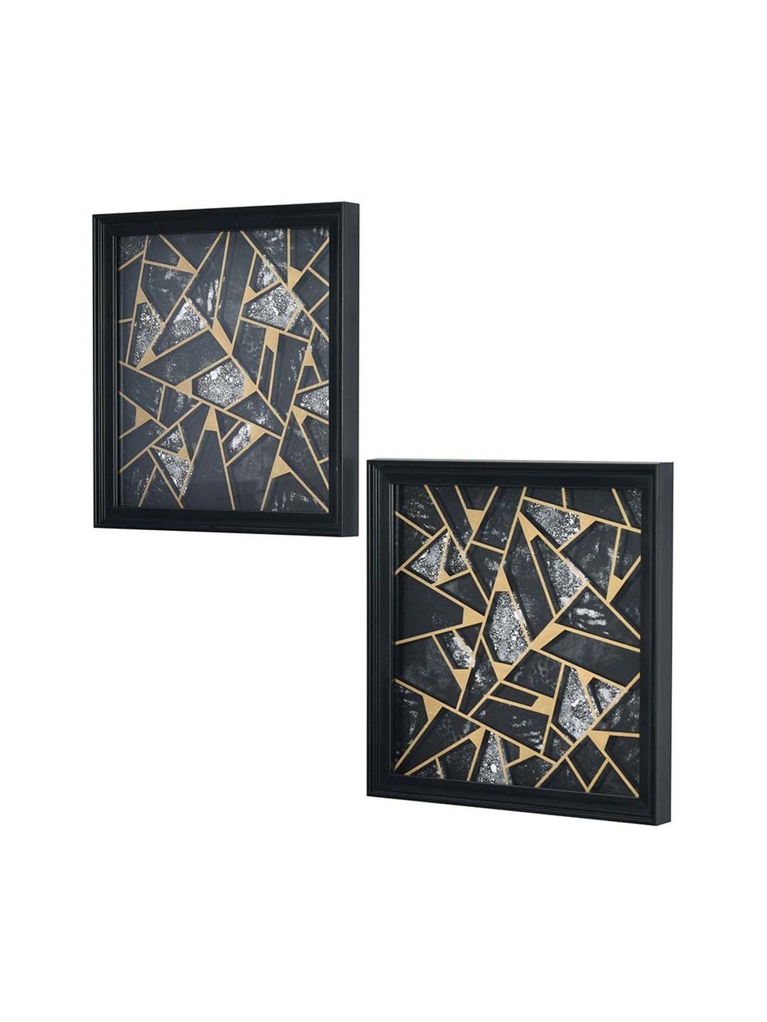 @home Black Mdf Marbello Square Wall Paintings - Set of 2