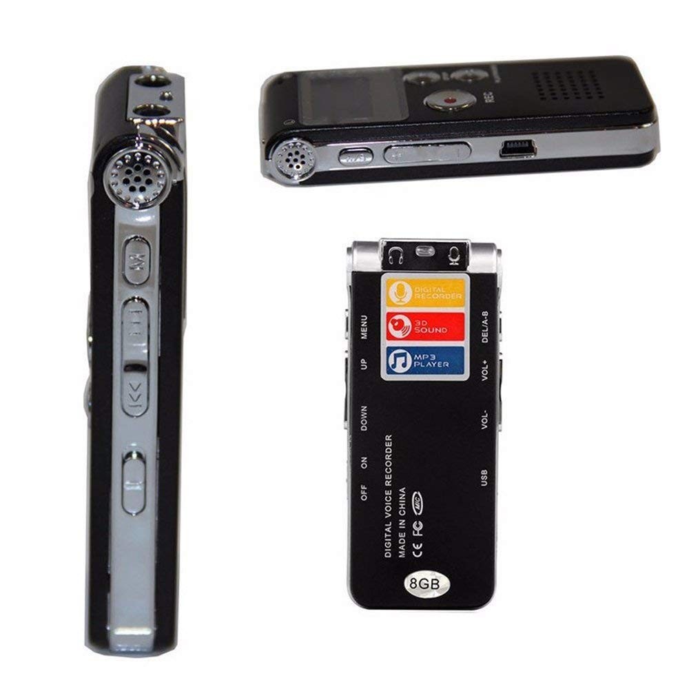 Digital Voice Recorder 8GB Sound Audio Recorder Dictaphone with USB, MP3 player, DoubleMicrophone, Portable & Rechargeable Digital Voice Activated Recorder for Lectures Meetings
